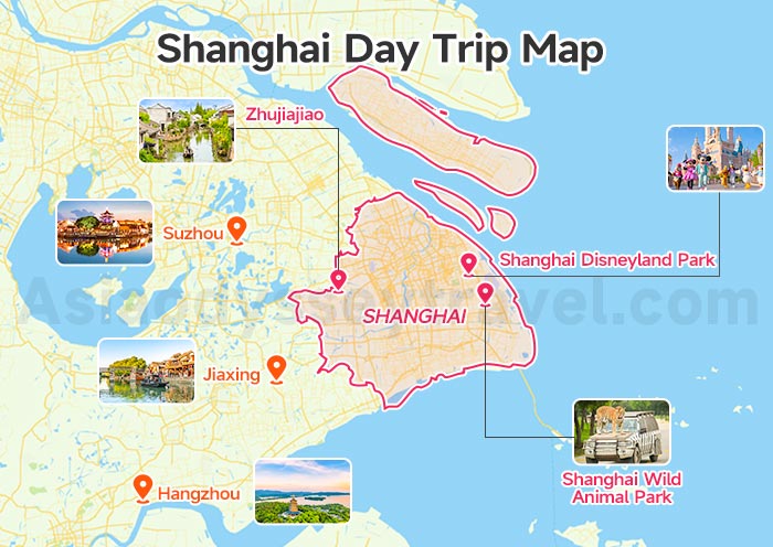 Shanghai Day Trip Map with Destinations & Picture
