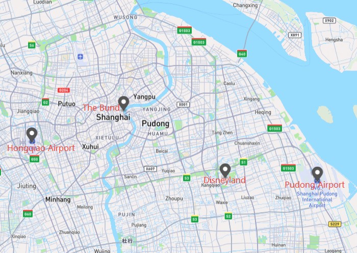 Shanghai Disneyland Location on Map
