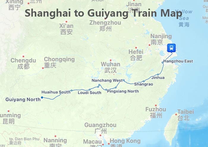 Shanghai to Guiyang Train Map
