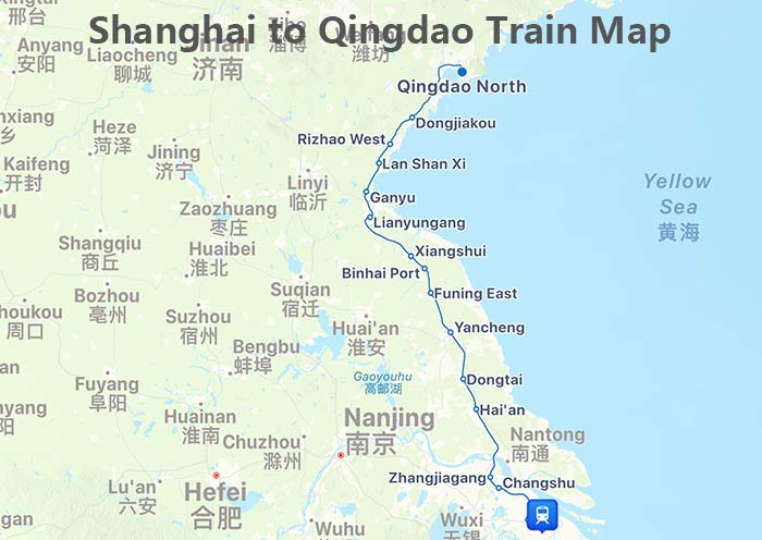 Shanghai to Qingdao Train Map