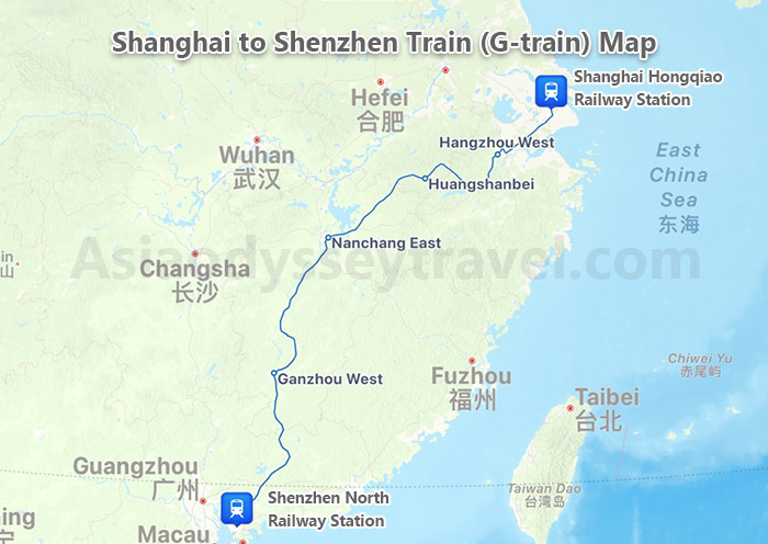 Shanghai to Shenzhen Train Map