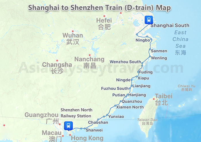 Shanghai to Shenzhen Train Map