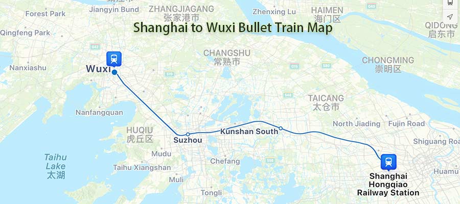 Shanghai to Wuxi High Speed Train Route Map