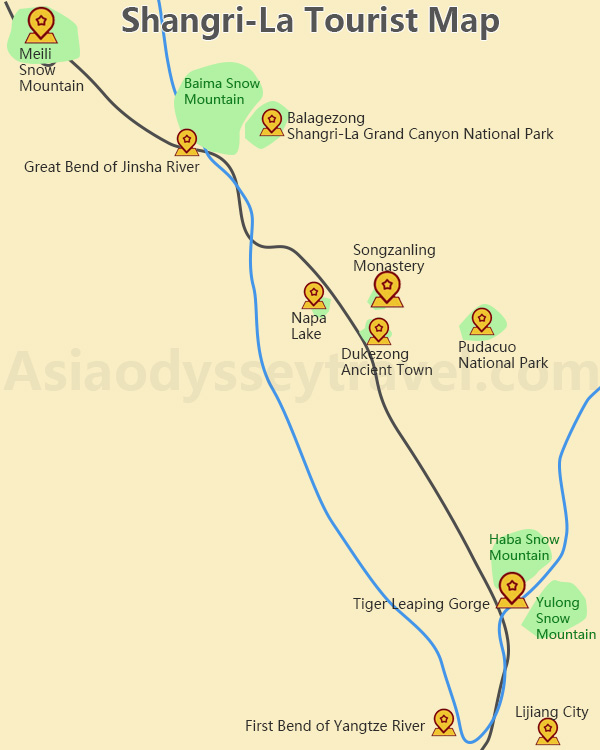 Shangri-La Yunnan Map