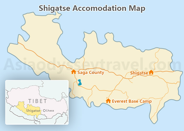 Shigatse Accomodation Map