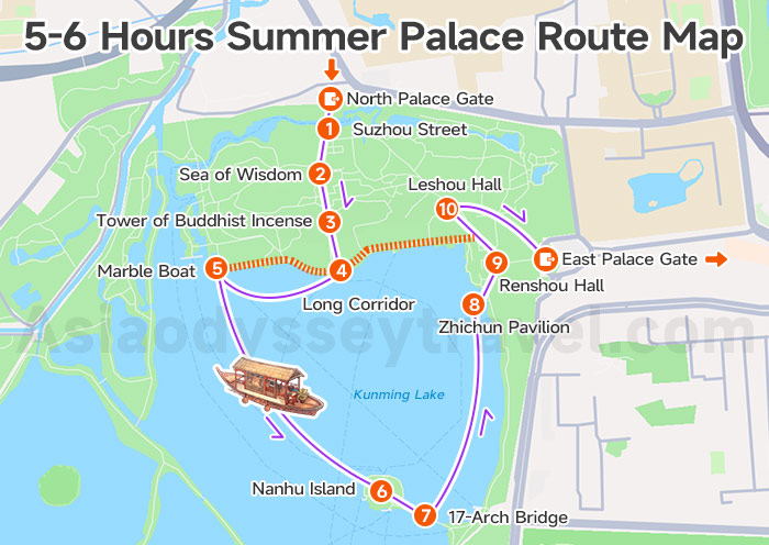 Summer Palace 5-6 Hours Route Map