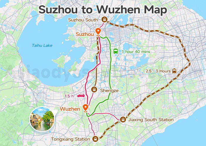 Suzhou to Wuzhen Map