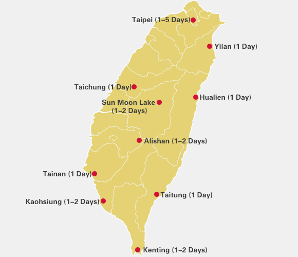 Taiwan Travel Itinerary Map