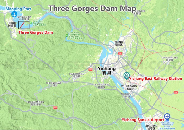 Three Gorges Dam Map