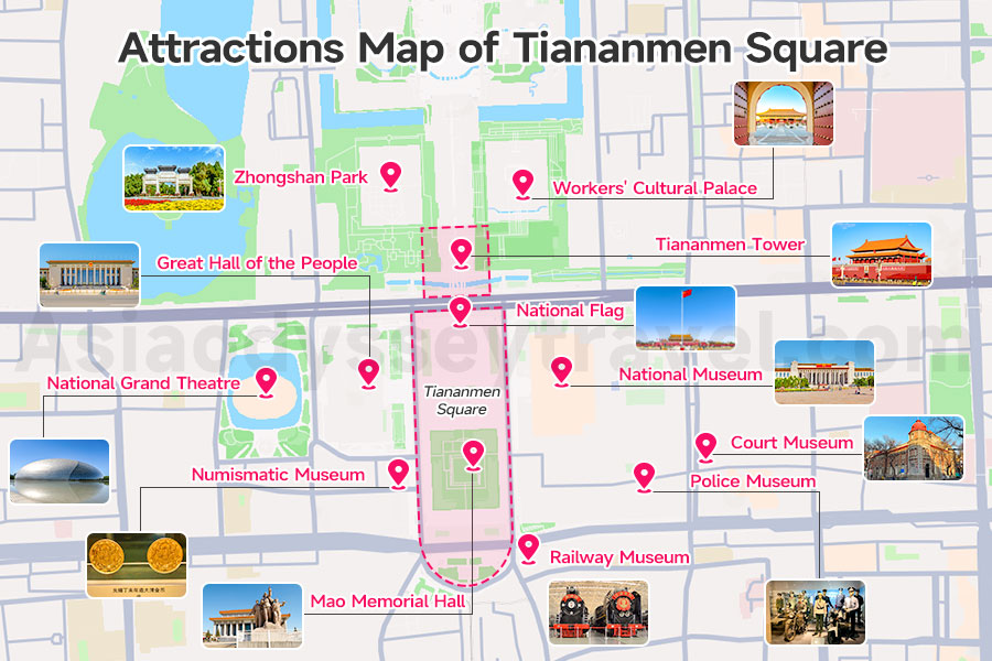 Attractions Map of Tiananmen Square