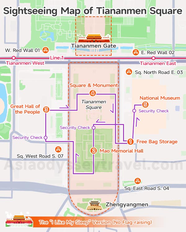 Sightseeing Map of Tiananmen Square