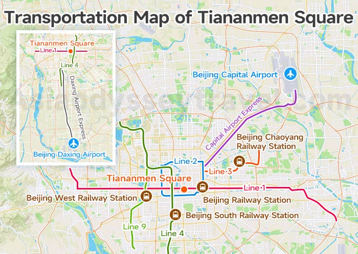 Map of Tiananmen Square Transportation