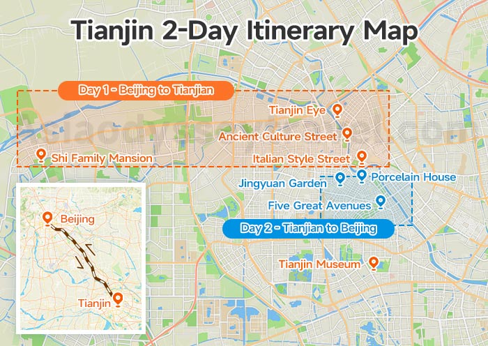 Tianjin 2-day Itinerary Map
