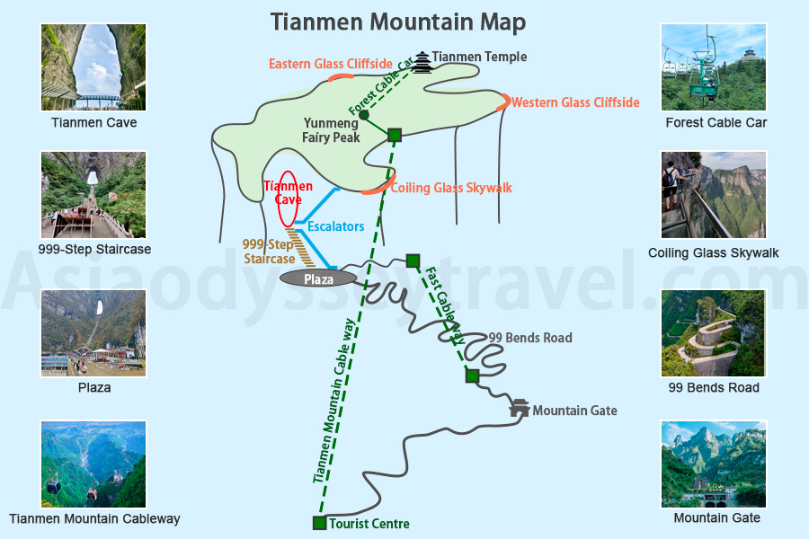 Tianmen Mountain Map of Zhangjiajie