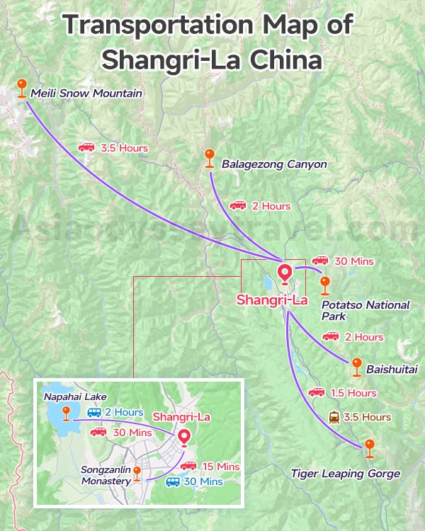 Transportation Map of Shangri-La China