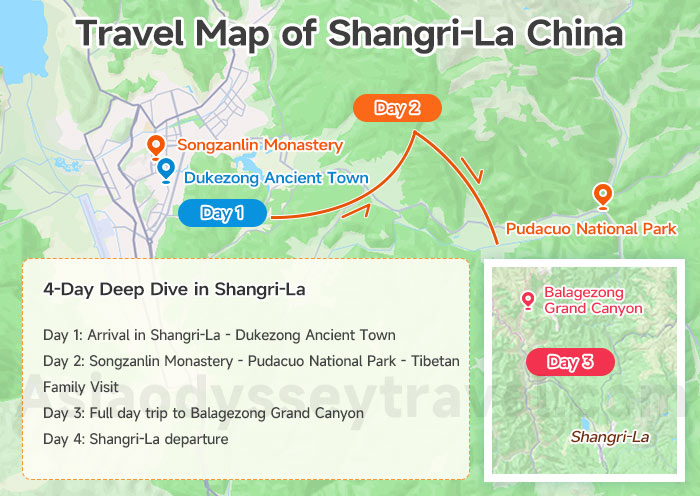 Travel Map of Shangri-La China