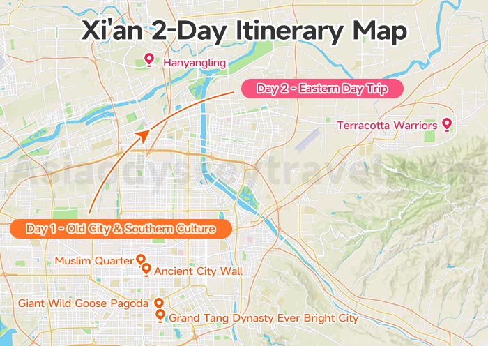 Xian 2-Day Itinerary Map
