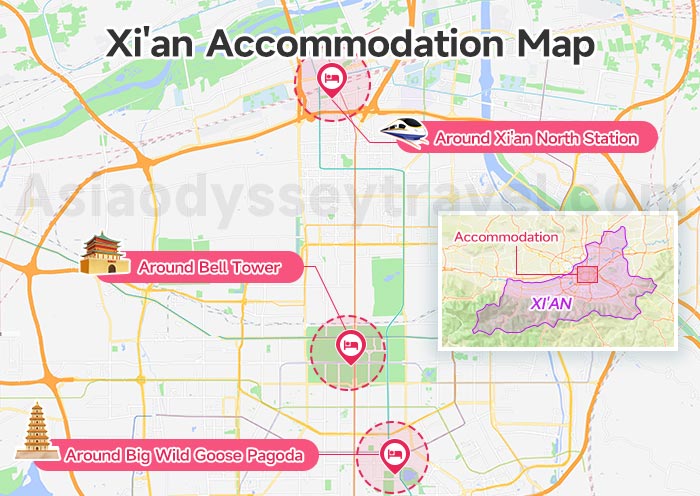 Xian Accommodation Map
