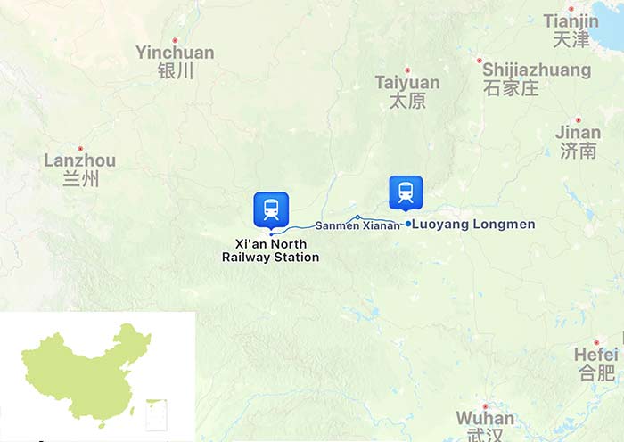 Xi'an to Luoyang High Speed Train Map