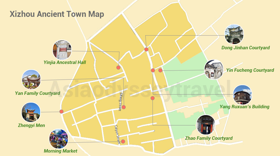 Xizhou Ancient Town Map