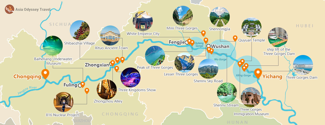 Yangtze River Cruise Map