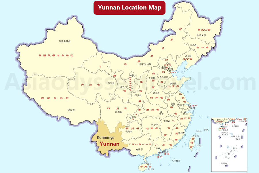 Yunnan China Map