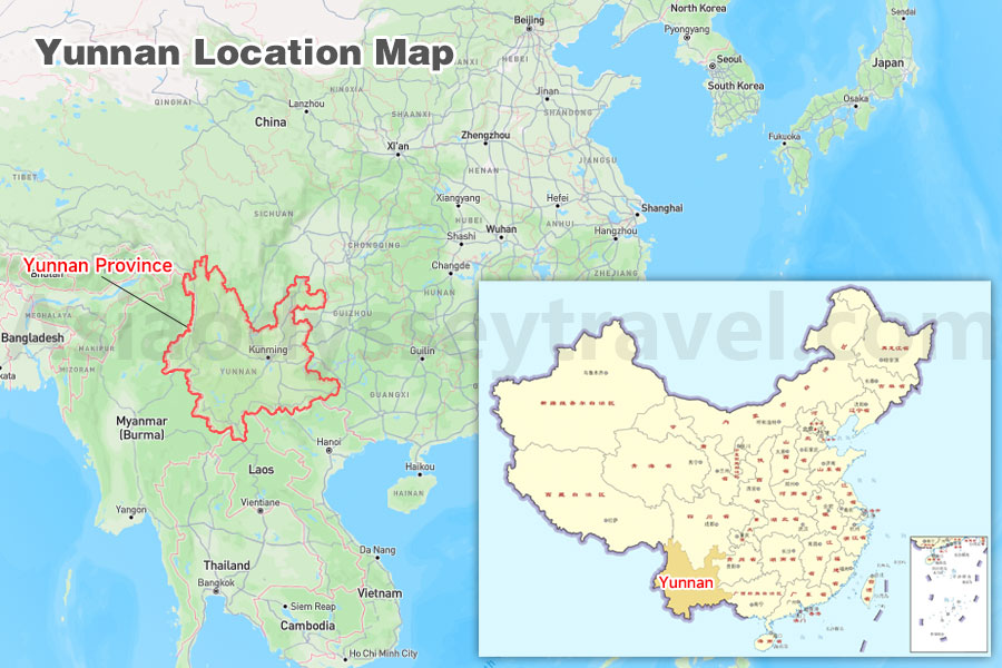 Yunnan Location in China on Google Map