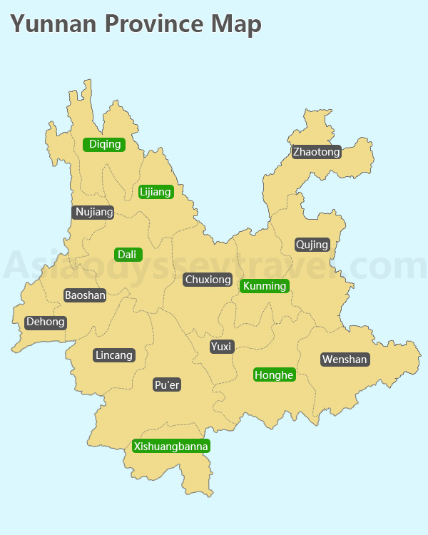 Yunnan China Map
