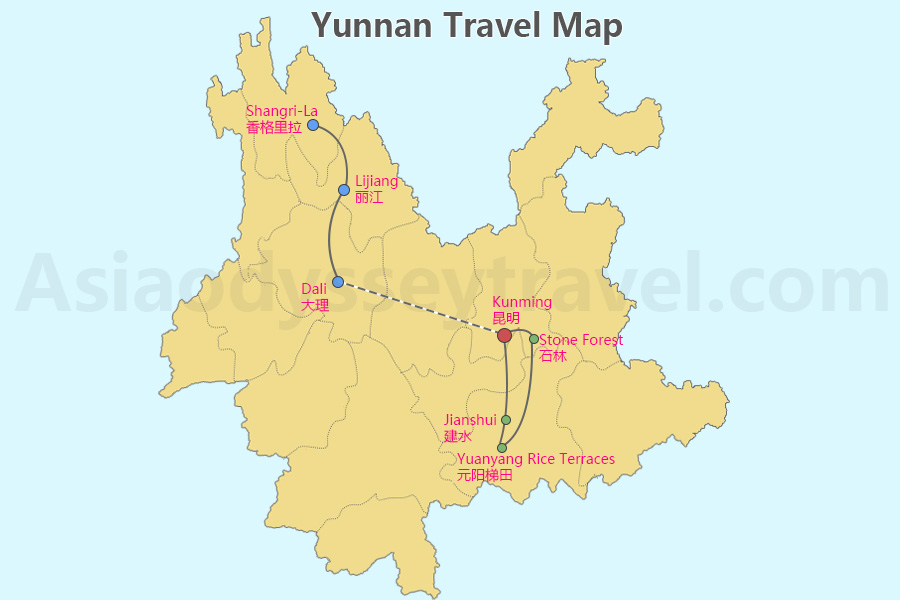 Yunnan China Map