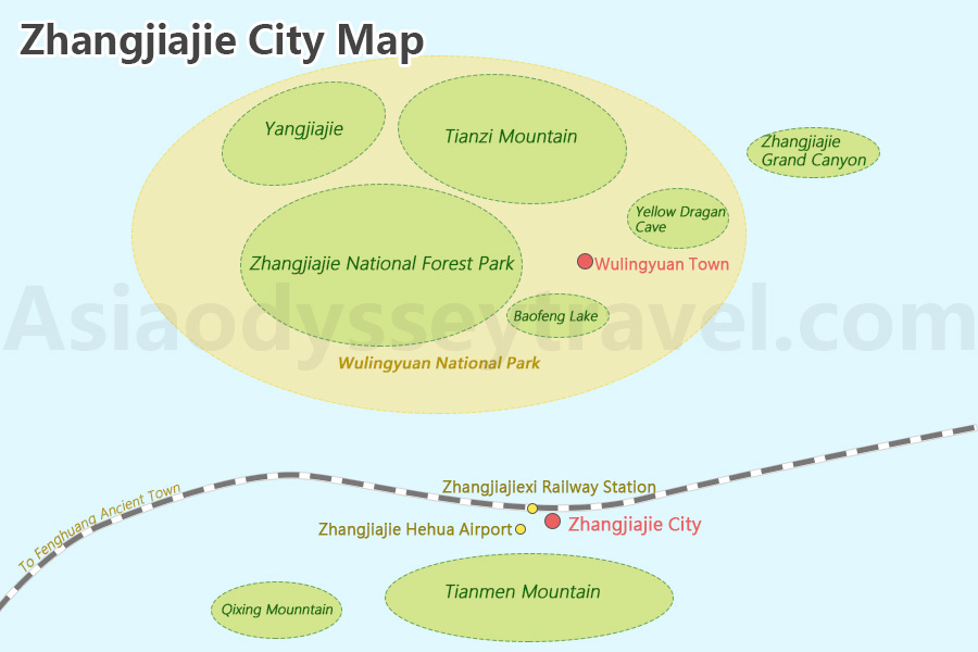 Zhangjiajie City Map
