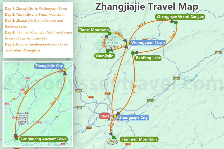 Zhangjiajie Travel Map