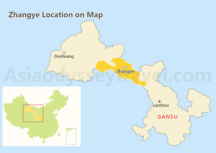 Zhangye Location on Map
