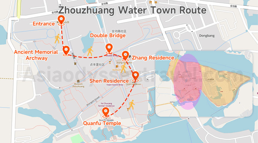Zhouzhuang Walking Route Map