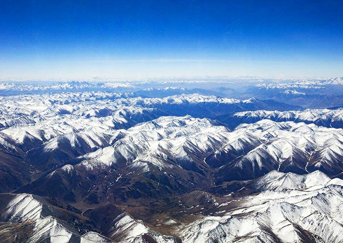 Viewing beautiful Tibet Scenery from the Airplane