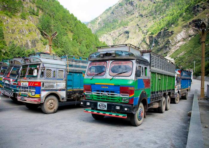 Nepal Vehicles in Gyirong Town, Tibet