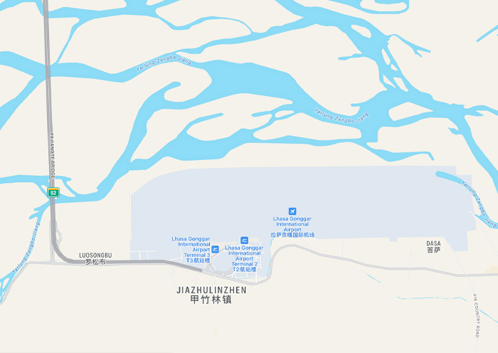 Lhasa Airport Location Map