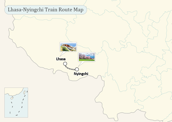Lhasa to Nyingchi Railway map