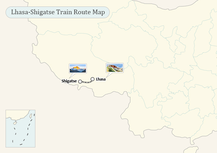 Lhasa to Shigatse Railway map