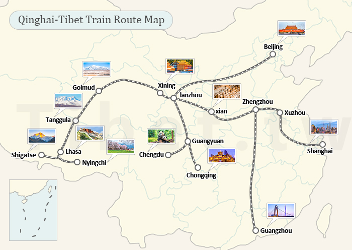 Qinghai Tibet Railway Map | China Tibet Railway Map