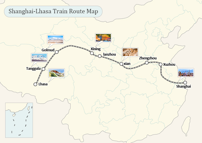 Shanghai to Lhasa train map