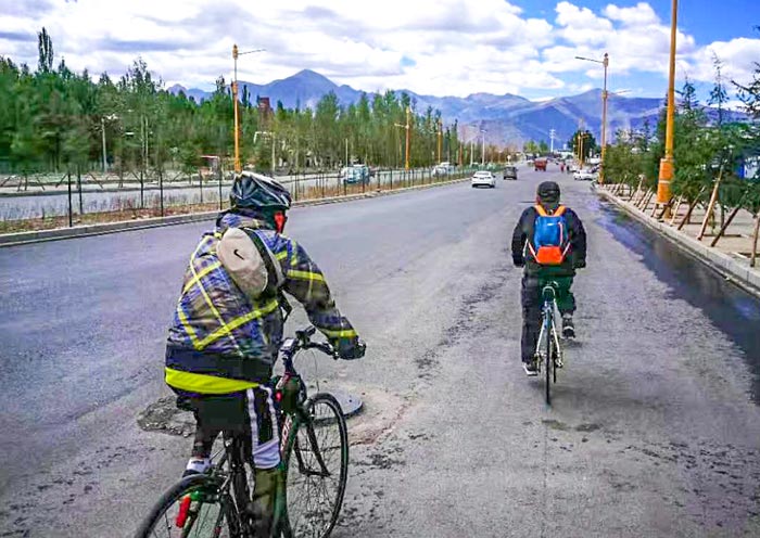Cycling on the road, Tibet Bike Tour