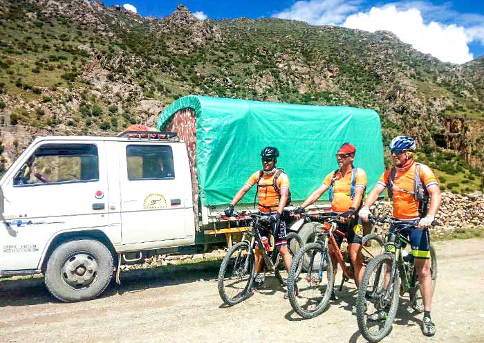 Cycling on the road, Tibet Bike Tour