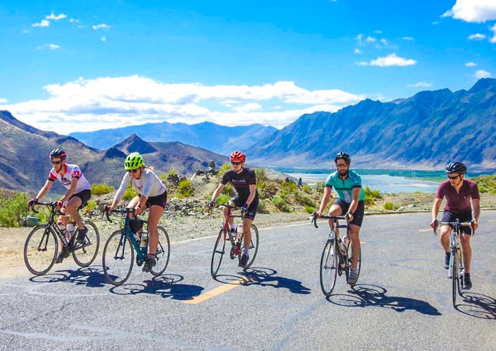 Cycling on the road, Tibet Bike Tour