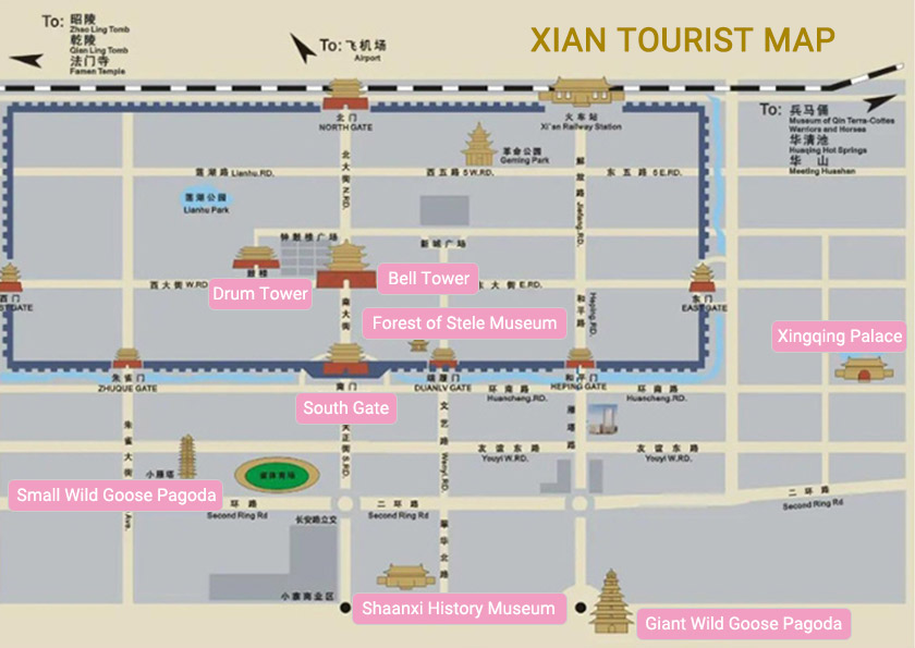 Xian Attractions Map